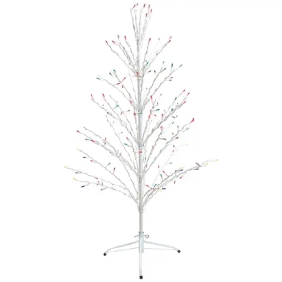 Northlight 4' Prelit Artificial Christmas Tree White Lighted Cascade Twig Outdoor Decoration - Multi-Color Lights image {3}