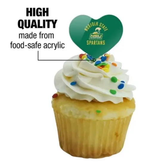 Norfolk State University Spartans Logo Heart Love Cupcake Picks Toppers Decoration Set of 6 image {2}