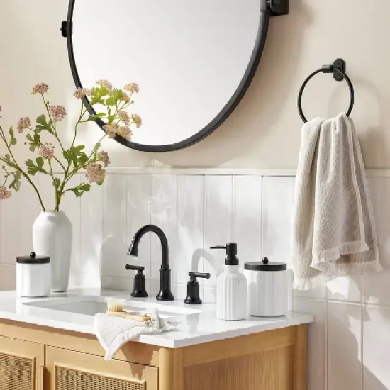 Fluted Milk Glass Soap Pump - Hearth & Hand&trade; with Magnolia image {1}