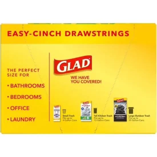 Glad Drawstring Gain Odor Shield Medium Trash Bags - 8gal - 80ct image {9}