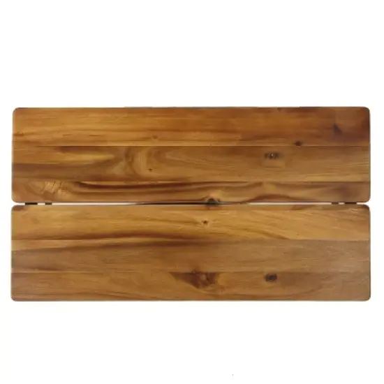 GDFStudio Ellaria Outdoor Industrial Acacia Wood Coffee Table, Antique Teak/Black image {5}