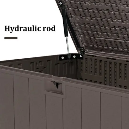 Extra Thin 110 Gallon Resin Deck Box, Heavy Duty Storage Box for Pool Accessories, Patio Furniture, Cushions and Garden Tools image {4}