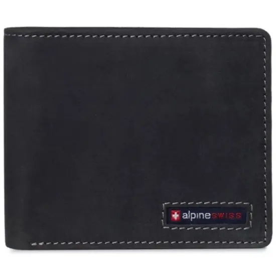 Alpine Swiss Nolan Mens RFID Protected Bifold Wallet Genuine Leather Comes in a Gift Box image {12}