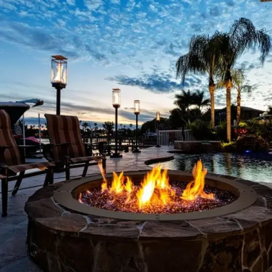 Costway 36 Inch Round Steel Fire Pit Ring Liner DIY Wood Burning Insert image {4}