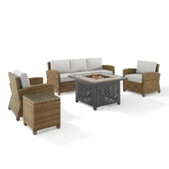 Bradenton 5pc Outdoor Wicker Conversation Set with Fire Table -  Crosley
 image {17}