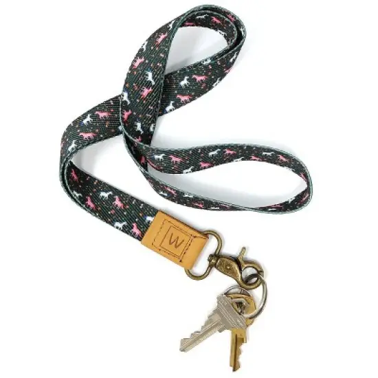 Wrapables Lanyard Keychain and ID Badge Holder, Unicorns Black image {3}
