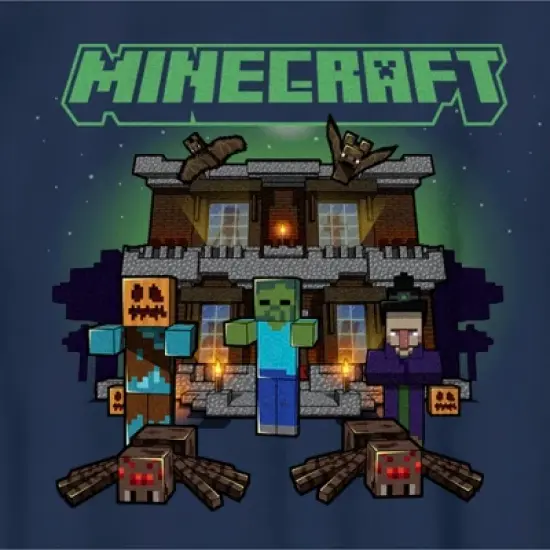 Boy's Minecraft Halloween Creeper Haunted House T-Shirt image {1}