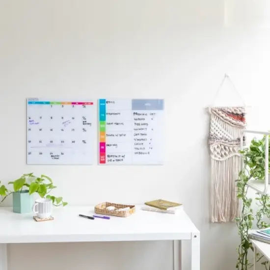 ECR4Kids MessageStor 17.5in x 17.5in Magnetic Dry-Erase Calendar Glass Boards and 4 Magnets, 2-Pk image {6}