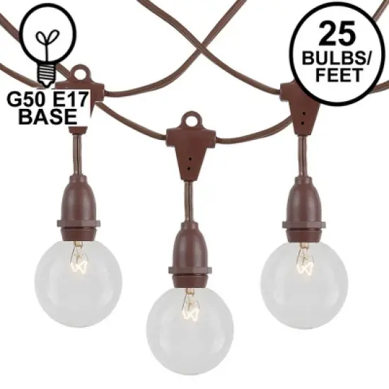 Novelty Lights Globe Outdoor String Lights with 25 suspended Sockets Suspended Brown Wire 25 Feet image {9}