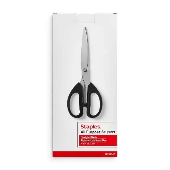 TRU RED Staples 7" Pointed Tip Stainless Steel Scissors Straight Handle Right & Left Handed image {3}