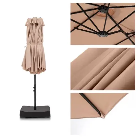 Rectangular Outdoor Patio Market Umbrella with Extra Large Base and Sand Bags - Captiva Designs image {1}