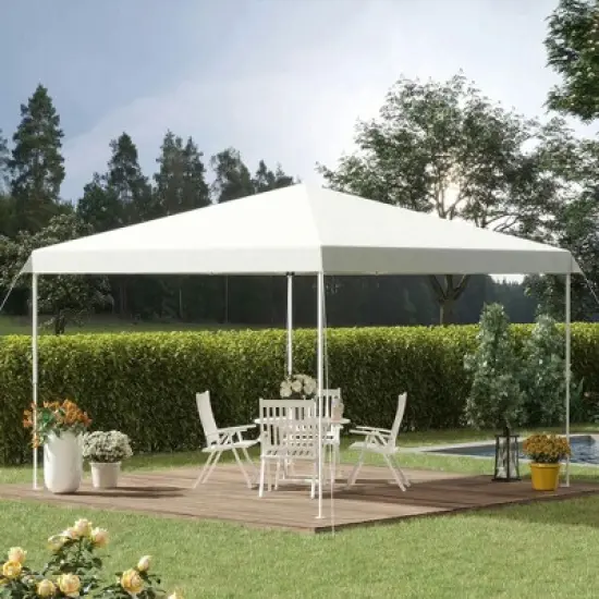 Resenkos Backyard Garden Canopy, Camping Canopy Screen Tent,13' x 13' Pop Up Canopy Tent, Instant Sun Shelter, Tents for Parties,White image {2}
