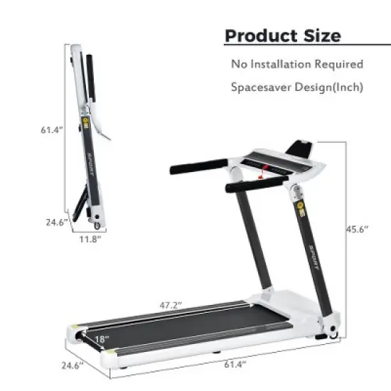 FIONECA Foldable Compact Treadmill with 3.5HP Motor, Bluetooth & App Control, 330 LB Capacity image {4}