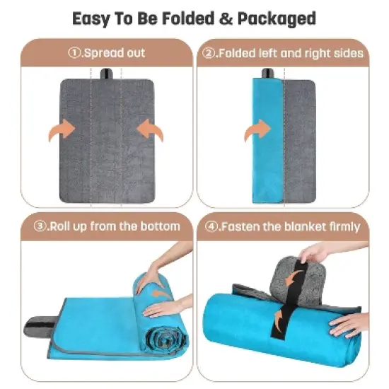 Tirrinia Waterproof Outdoor Blanket with Fleece Lining, Windproof Triple Layers Warm Comfy Foldable for Camping Stadium, Grass, Concerts, Car image {5}