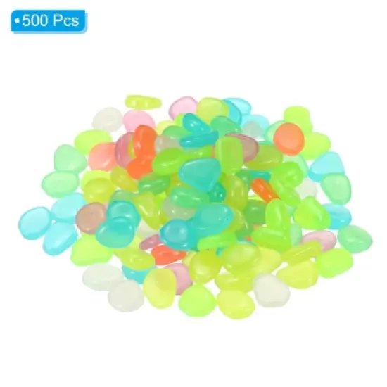 Unique Bargains Fish Tank Decoration Glowing Luminous Pebbles 8-11mm Multicolored 500 Pcs image {2}