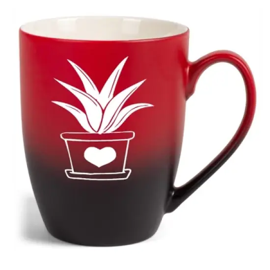Elanze Designs Botanical Succulent Nature Coffee Cup Mug 12 Ounce Ceramic With Ombre Gradient Elegant Minimalist Aloe in Heart Planter Silhouette Red image {5}