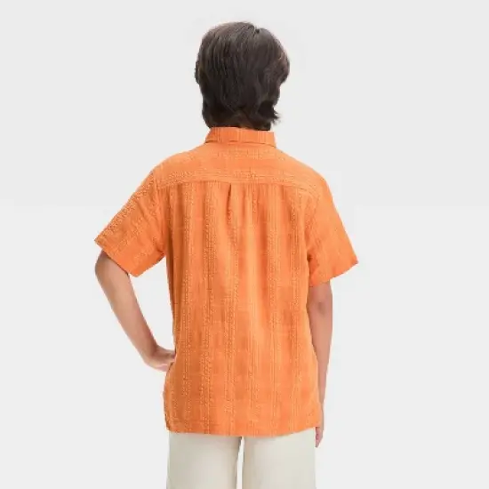 Boys' Short Sleeve Solid Seersucker Button-Down Shirt - Cat & Jack&trade; image {1}
