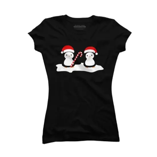 Junior's Design By Humans Christmas penguins are so cute By happinessinatee T-Shirt image {3}
