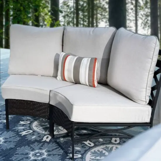 Captiva Designs 6-Seat Half-Moon Curved Outdoor Patio Sectional Sofa Conversation Set image {5}