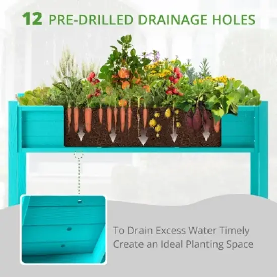 Arceso Raised Garden Bed with Tools, 47 inch Poly Elevated Planter Box with Legs And Storage Shelf, Standing Growing Bed Herb Planter for Vegetable image {6}