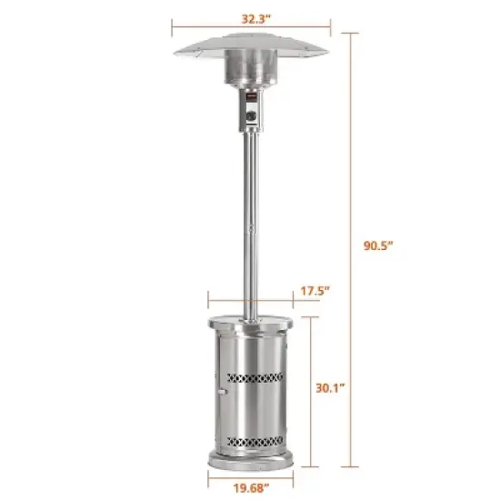 Heatmaxx 48000 BTU Floor Standing Gas Patio Portable Heater Stainless Steel Finish image {11}