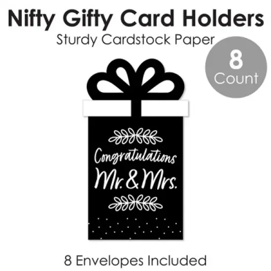 Big Dot of Happiness Mr. and Mrs. - Black and White Wedding or Bridal Shower Money and Gift Card Sleeves - Nifty Gifty Card Holders - Set of 8 image {3}
