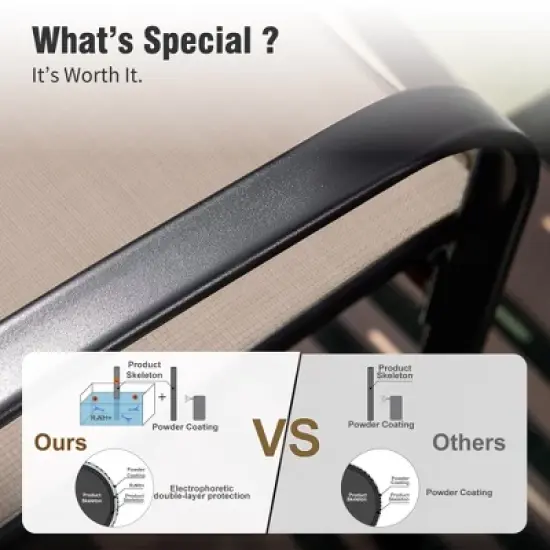 Captiva Designs 9pc Outdoor Patio Slat-top Rectangle Metal Dining Table & Breathable Textilene Chairs image {13}