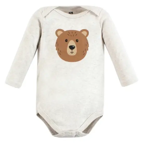 Hudson Baby Infant Boy Cotton Long-Sleeve Bodysuits, Brown Bear 3-Pack image {2}