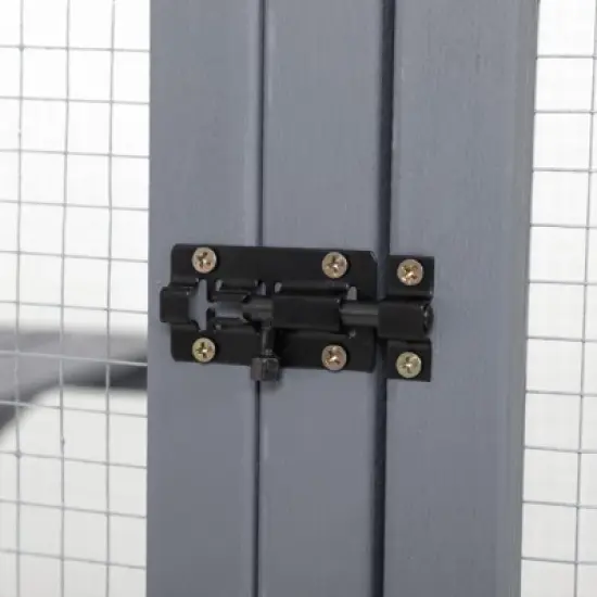 AZL1 Life Concept Pet Crates and Houses Outdoor Wood Cat Enclosure with 3 Platforms, Lockable Door, Sun Sheet Roof, Run, Gray, 70.87"*31.5"*44.3" image {3}