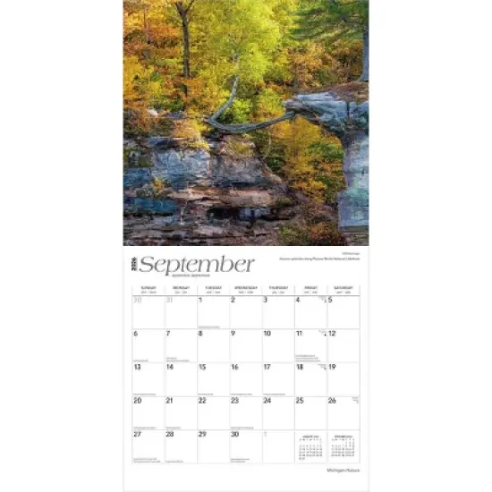BrownTrout Michigan Nature 2026 12"x24" Hanging Square Wall Calendar Plastic-Free image {3}
