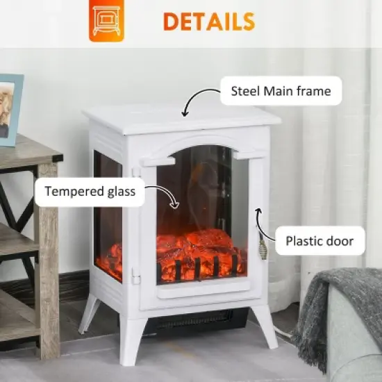 SEVOBAL Fireplace Insert Heater Mantel 3D Flame Quartz Fireplace Stove Bottom Air Outlet Fire Place Panoramic 3-Side View, White, 18.31"*14.17"*23.62" image {4}