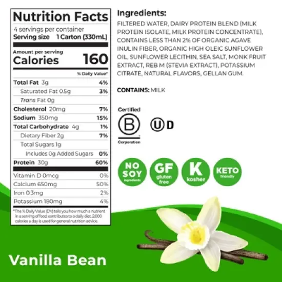 Orgain 30g Protein Shake - Vanilla - 4pk/11 fl oz image {2}