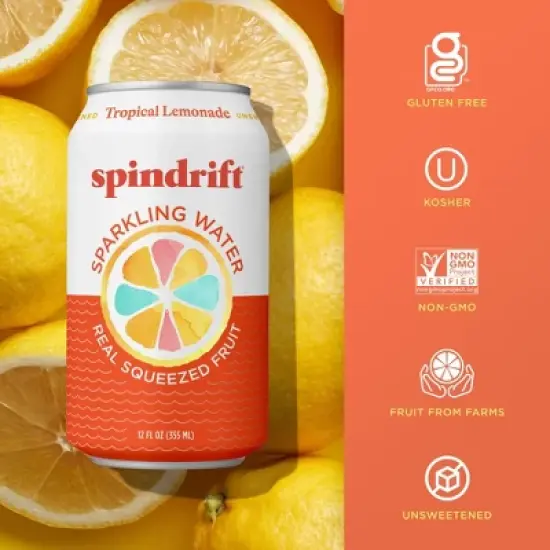 Spindrift Tropical Lemonade Sparkling Water - 8pk/12 fl oz Cans image {2}