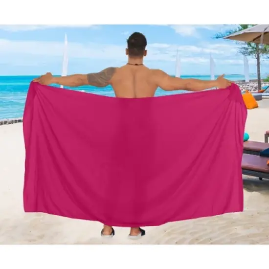 LA LEELA Men's Casual Sarong SummerPareo Wrap One Size Magenta image {3}