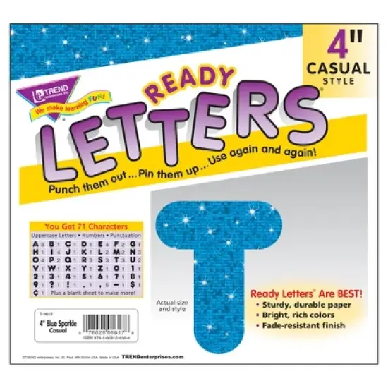 TREND Blue Sparkle 4" Casual Uppercase Ready Letters&reg;, 71 Per Pack, 3 Packs image {2}