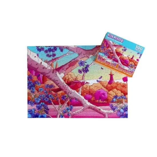 de.bored Neon Meadow 1 of 3 Panorama Puzzle - 500pc image {1}