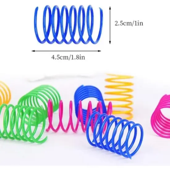 Cat Spiral Spring, 12 Pc Cat Creative Toy Plastic Spring Colorful Springs Cat Toy for Swatting, Biting, Hunting Kitten Toys image {4}