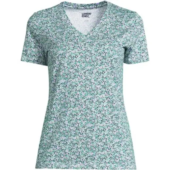 Lands' End Women's Relaxed Supima Cotton Short Sleeve V-Neck T-Shirt image {19}