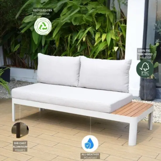 Amazonia Vista Teak/Cast Aluminum Outdoor Patio Loveseat Sofa image {3}