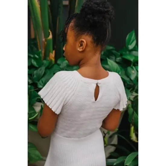 Hope & Henry Girls' Organic Cotton Short Flutter Sleeve Sweater Dress, Infant image {4}