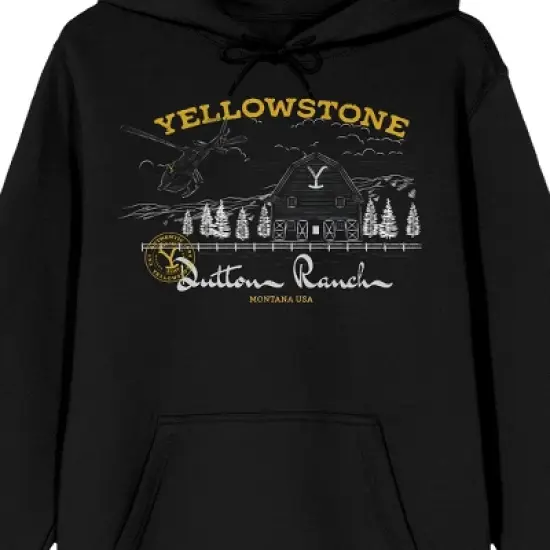Yellowstone Dutton Ranch Forest Composition Chest Art Men's Black Sweatshirt image {1}