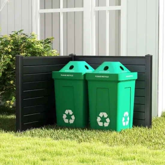 Costway 48"L x 37.5"H Air Conditioner Fence with 3 Ground Stakes Black/White image {3}