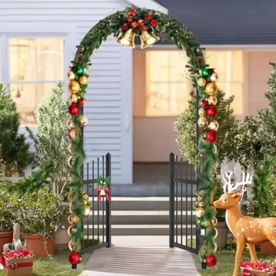 Karl Home 86 In. Black Pvc Garden Arbor With Gate image {5}