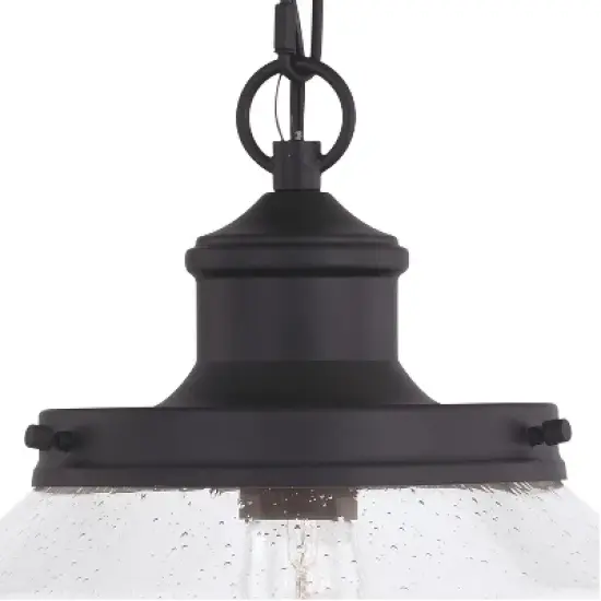 VAXCEL Collins 1 Light Black Farmhouse Outdoor Pendant Clear Schoolhouse Glass image {9}