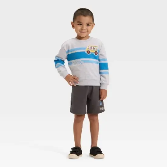 Toddler Boys' 2pk Ms. Rachel Bus Pullover Sweatshirt and Shorts Set - Heather Gray image {4}