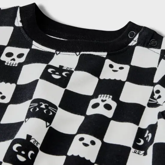 Baby 2pc Checkered Sweatshirt & Jogger Pants Set - Halloween - Cat & Jack&trade; Black image {2}