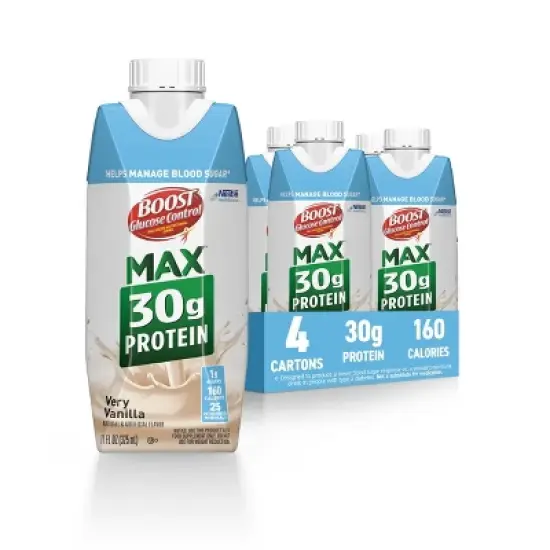 Boost Very Vanilla Glucose Control Max Meal Replacement Drinks - 4pk/11 fl oz image {5}