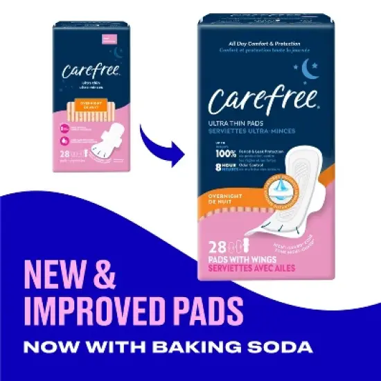 Carefree Ultra Thin Overnight Pads with Wings - 28ct image {2}