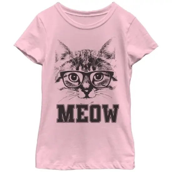 Girl's Lost Gods Cat Glasses Meow T-Shirt image {4}