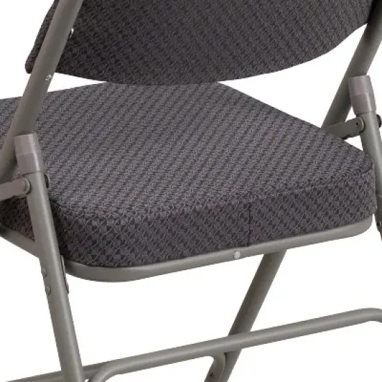 Emma and Oliver 4 Pack Premium Curved Triple Braced & Hinged Fabric Upholstered Metal Folding Chair image {6}